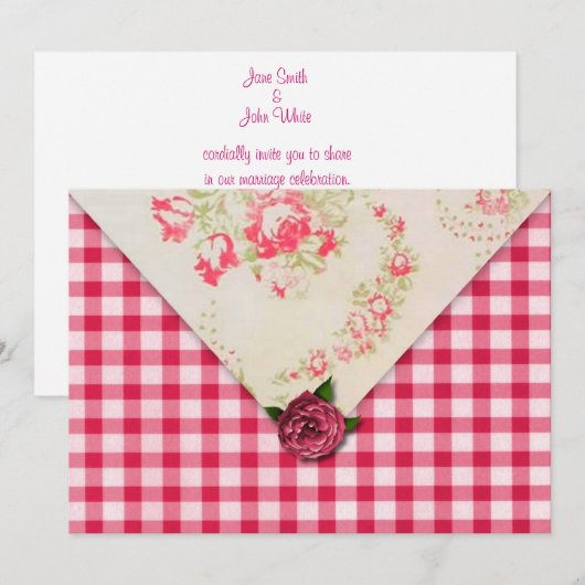 Chic Rose Hochzeit Einladung (Vorne/Hinten)