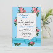 Chic Rose Hochzeit Probe Dinner Einladung (Stehend Vorderseite)