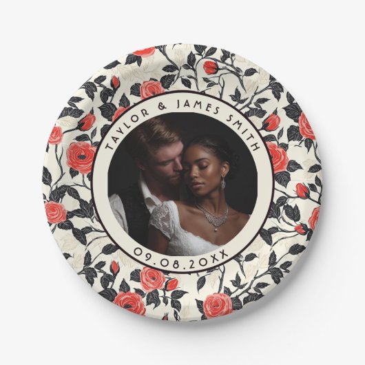 Chic Rose Minimalistische Hochzeiten Teller für Pa (Vorderseite)