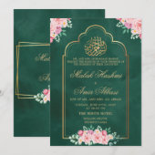 Chic Rose Moschee Goldene islamische Hochzeit Einladung (Vorne/Hinten)