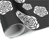 Chic Rose Muster | Schwarz und Weiß Geschenkpapier (Rolleneckpunkt)