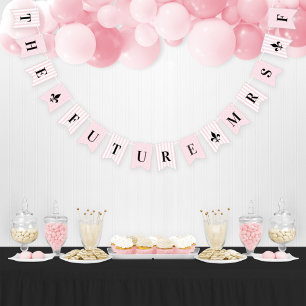 Chic Rosé Parisian Streifen Future Mrs Hochzeit Wimpelkette