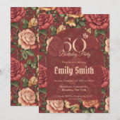 Chic Rose Petal Milestone Birthday Einladung (Vorne/Hinten)