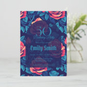 Chic Rose Petal Women Birthday Einladung (Stehend Vorderseite)