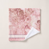 Chic Rose Pink Crystal Monogram Name Marble Agate Badhandtuch Set (Waschlappen)