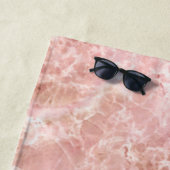 Chic Rose Pink Crystal Monogram Name Marble Agate Strandtuch (Beispiel)