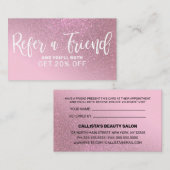 Chic Rose Pink Glitzer Gradient Typografie Empfehlungskarte (Vorne/Hinten)