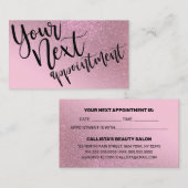 Chic Rose Pink Glitzer Gradient Typografie Terminkarte (Vorne/Hinten)