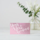 Chic Rose Pink Glitzer Gradient Typografie Terminkarte (Stehend Vorderseite)