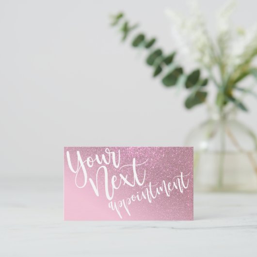 Chic Rose Pink Glitzer Gradient Typografie Terminkarte (Stehend Vorderseite)