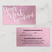 Chic Rose Pink Glitzer Gradient Typografie Terminkarte (Vorne/Hinten)