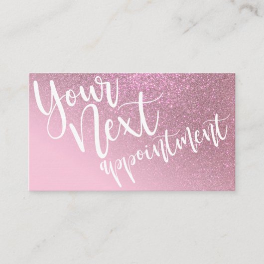Chic Rose Pink Glitzer Gradient Typografie Terminkarte (Vorderseite)