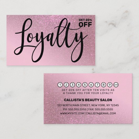 Chic Rose Pink Glitzer Gradient Typografie Treuekarte (Vorne/Hinten)