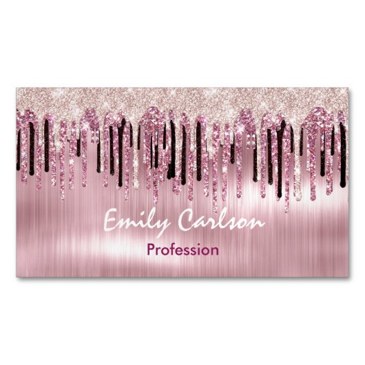 Chic Rose Rosa Tropfen Magnetische Visitenkarte (Vorderseite)