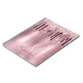 Chic Rose Rosa Tropfen Monogramm Notebook Notizblock (Linke Seite)