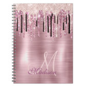 Chic Rose Rosa Tropfen Monogramm Notebook Notizblock (Vorderseite)