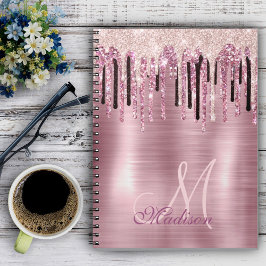 Chic Rose Rosa Tropfen Monogramm Notebook Notizblock