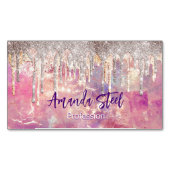 Chic Rose Rosa Tropfmonogramm Magnetische Visitenkarte (Vorderseite)