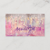 Chic Rose Rosa Tropfmonogramm Visitenkarte (Vorderseite)