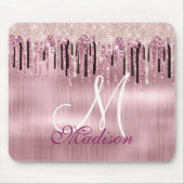 Chic Rose Rosa Tropftinte Monogramm Mousepad (Vorne)