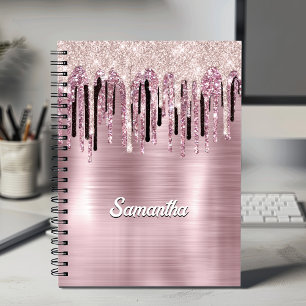 Chic Rose Rosa Tropftinte Monogramm Notizblock