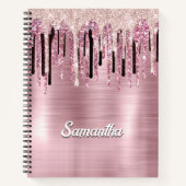 Chic Rose Rosa Tropftinte Monogramm Notizblock (Vorderseite)