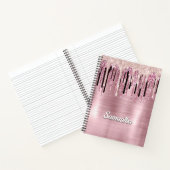Chic Rose Rosa Tropftinte Monogramm Notizblock (Innenseite)