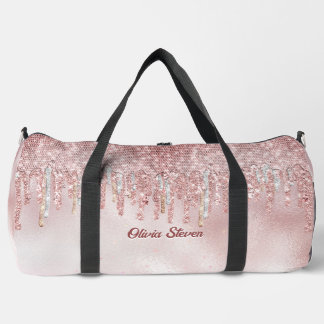 Chic Rose Rose Gold Glitzer Tropfen Monogramm Duffle Bag