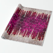 Chic Rose, rötlich-braun Glitzer Rote Tropfen Mono Geschenkpapier (Ungerollt)
