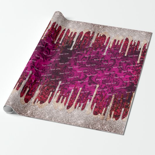 Chic Rose, rötlich-braun Glitzer Rote Tropfen Mono Geschenkpapier (Ungerollt)