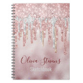 Chic Rose Roush Gold Glitzer Tropfen Monogramm Not Notizblock (Vorderseite)