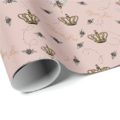 Chic Rose Royal Crown Queen Bee Pink Geschenkpapier (Rolleneckpunkt)