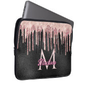 Chic Rose Schwarz Tropfen Monogramm Notebook Laptopschutzhülle (Vorne Rechts)