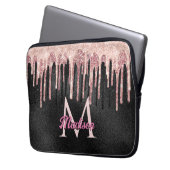 Chic Rose Schwarz Tropfen Monogramm Notebook Laptopschutzhülle (Vorderseite Links)