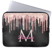 Chic Rose Schwarz Tropfen Monogramm Notebook Laptopschutzhülle (Vorderseite)