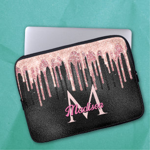 Chic Rose Schwarz Tropfen Monogramm Notebook Laptopschutzhülle