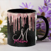 Chic Rose, schwarz tropfen Monogramm Tasse