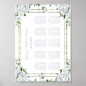 Chic Rose & Silver Border Floral Chart Poster (Vorne)
