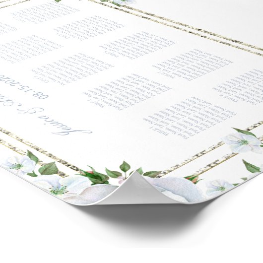 Chic Rose & Silver Border Floral Chart Poster (Ecke)