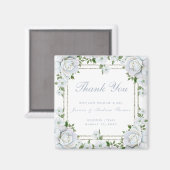 Chic Rose & Silver Border Floral Gastgeschenk Hoch Magnet (Vorderseite/Rückseite)