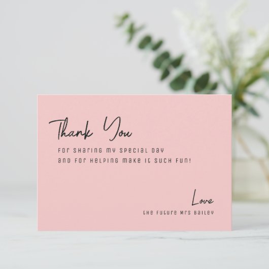 Chic Rose Tropical Beach Brautparty Dankeskarte (Stehend Vorderseite)