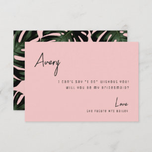 Chic Rose Tropical Beach Bridesmaid Vorschlagkarte Dankeskarte