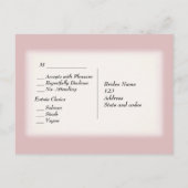 Chic Rose UAWG mit Menüauswahl Einladungspostkarte (Rückseite)