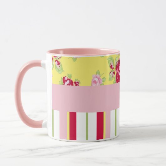Chic Rose und Streifen Tasse (Links)