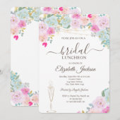 Chic Rose, Weinglas, Bridal Luncheon Einladung (Vorne/Hinten)