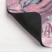 Chic Roségold-Achatgeode Funkel Monogramm Mousepad (Ecke)