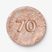 Chic Roségold-Leopardenprint 70. Geburtstag Pappteller (Vorderseite)