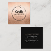 Chic-Rosen-Gold und schwarze Herz-Geschäfts-Karte Quadratische Visitenkarte (Vorne/Hinten)