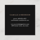 Chic-Rosen-Gold und schwarze Herz-Geschäfts-Karte Quadratische Visitenkarte (Rückseite)