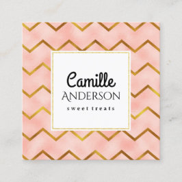 Chic-Rosen-Gold und Zickzack Quadratische Visitenkarte